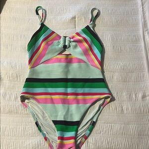 Trina Turk Pink and Green One Piece Swimsuit with Stripes